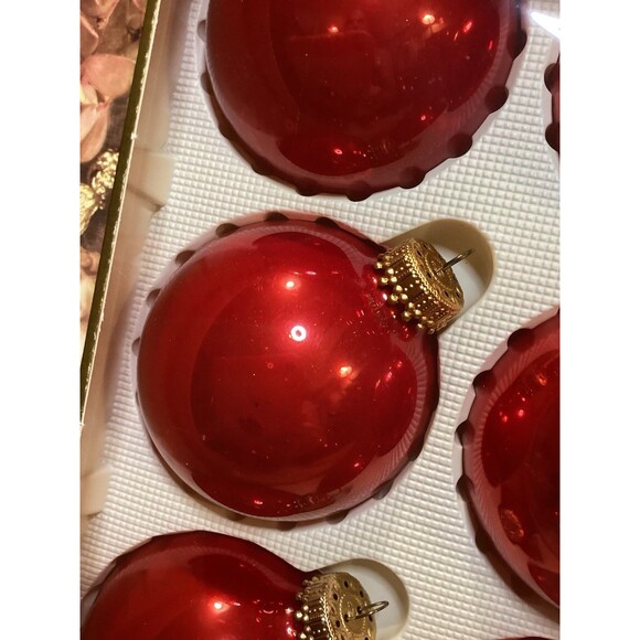 Krebs Renaissance Designer Glass Bulb Ornaments Candy Apple Red 18 Boxed Bulbs - Picture 2 of 9